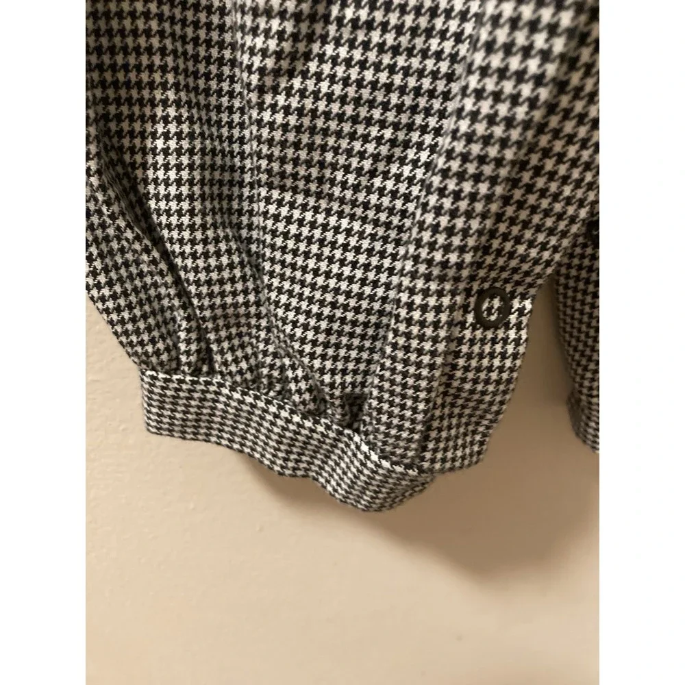 Vintage Kids Houndstooth Bibs Scottie Dog Jumpsuit Romper 24m Black‎ White